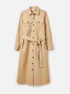 Discount Joules Meredith Tan Brown Midi Shirt Dress TanBrown