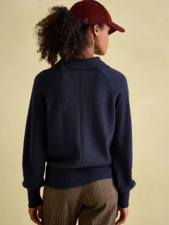 Discount Joules Mia Navy Blue Pointelle Jumper with Open Collar NavyBlue