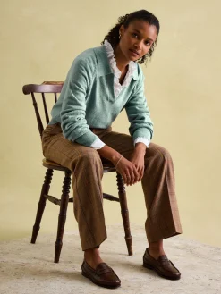 Online Joules Mia Teal Blue Pointelle Jumper with Open Collar TealBlue