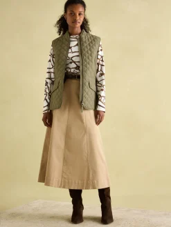 Joules Minx Showerproof Diamond Quilted Gilet Green