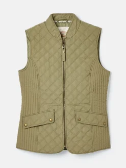 Joules Minx Showerproof Diamond Quilted Gilet Green
