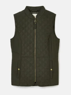 Outlet Joules Minx Khaki Green Showerproof Diamond Quilted Gilet KhakiGreen