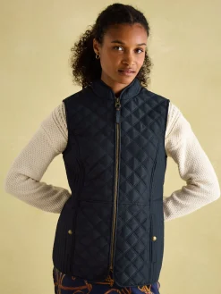 New Joules Minx Navy Blue Showerproof Diamond Quilted Gilet NavyBlue