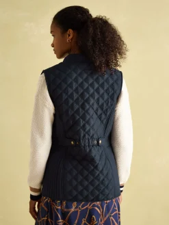 New Joules Minx Navy Blue Showerproof Diamond Quilted Gilet NavyBlue