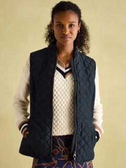 New Joules Minx Navy Blue Showerproof Diamond Quilted Gilet NavyBlue