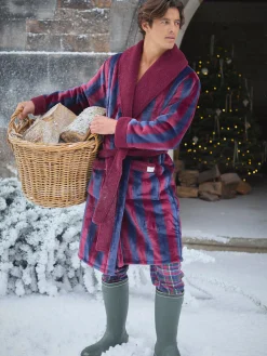 Outlet Joules Montague Fleece Lined Dressing Gown Burgundy