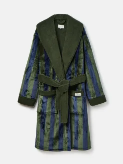 Sale Joules Montague Green & Navy Stripe Fleece Lined Dressing Gown Green&NavyStripe