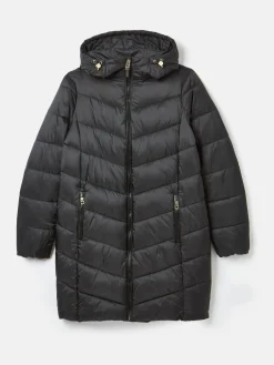 New Joules Moorsdale Mid Length Showerproof Padded Coat Black