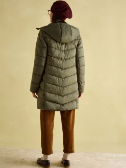 Discount Joules Moorsdale Mid Length Showerproof Padded Coat Green