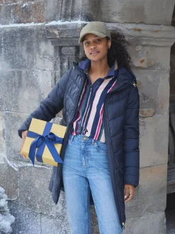 Clearance Joules Moorsdale Mid Length Showerproof Padded Coat Navy