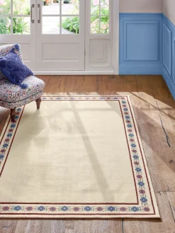 New Joules Blenheim Cotton Border Rug Natural