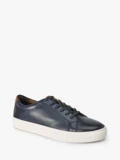 Online Joules Navy Blue Leather Trainers NavyBlue