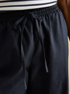 Outlet Joules Navy Blue Linen Blend Trousers NavyBlue