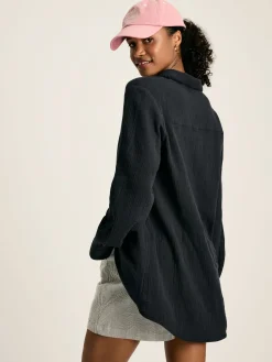 Joules Nell Button Through Cotton Shirt Navy