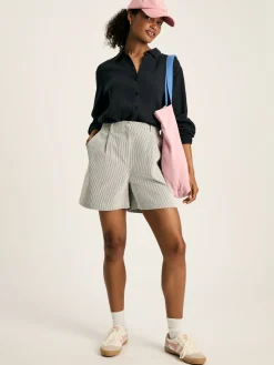 Joules Nell Button Through Cotton Shirt Navy