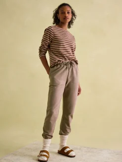 Clearance Joules New Harbour Chocolate Brown pink Boat Neck Breton Top ChocolateBrownpink