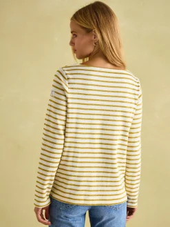Best Joules New Harbour Cream Gold Boat Neck Breton Top CreamGold