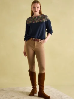 Discount Joules New Harbour Navy Damask Boat Neck Breton Top NavyDamask