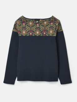 Discount Joules New Harbour Navy Damask Boat Neck Breton Top NavyDamask