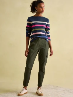 New Joules New Harbour Navy multi Boat Neck Breton Top Navymulti