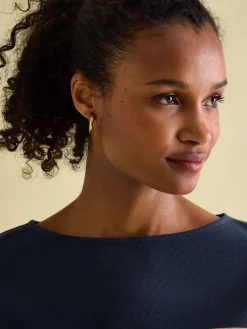 New Joules New Harbour Navy multi Boat Neck Breton Top Navymulti