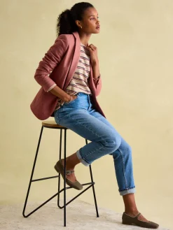 New Joules New Harbour Oat multi Boat Neck Breton Top Oatmulti