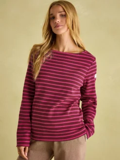 Sale Joules New Harbour Boat Neck Breton Top Pink/Plum