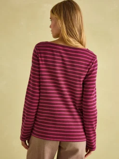 Sale Joules New Harbour Boat Neck Breton Top Pink/Plum