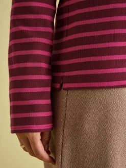 Sale Joules New Harbour Boat Neck Breton Top Pink/Plum