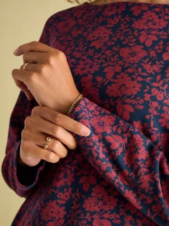 Discount Joules New Harbour Red Floral Boat Neck Breton Top RedFloral