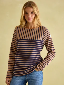 Discount Joules New Harbour Boat Neck Breton Top Tan/Navy