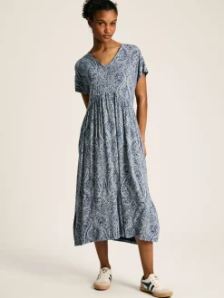 Discount Joules Nia Jersey V-Neck Beach Dress Blue
