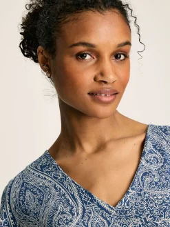 Discount Joules Nia Jersey V-Neck Beach Dress Blue