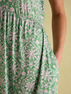 Hot Joules Nia Jersey V-Neck Beach Dress Green