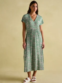 Hot Joules Nia Jersey V-Neck Beach Dress Green