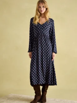 Best Joules Nia Long Sleeve Midaxi Dress Navy