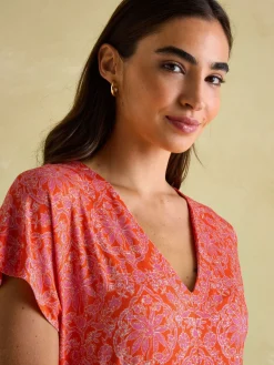 Clearance Joules Nia Jersey V-Neck Beach Dress Pink