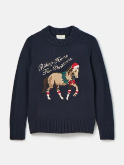 Clearance Joules Noelle Intarsia Christmas Jumper Navy