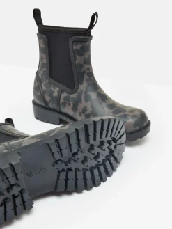 Clearance Joules Oakfield Short Neoprene-Lined Wellies Black/Animal