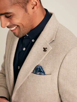 Clearance Joules Herringbone Texture Slim Fit Blazer Oatmeal