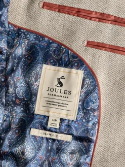 Clearance Joules Herringbone Texture Slim Fit Blazer Oatmeal