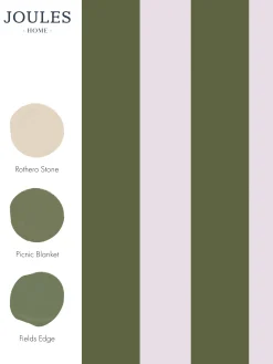 Sale Joules Olive Green Harborough Stripe 10M Wallpaper OliveGreen