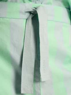 Hot Joules Olivia Blue & Green Striped Pyjama Set Blue&GreenStriped