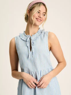 Joules Ophelia Blue & White Sleeveless Tiered Dress Blue&White