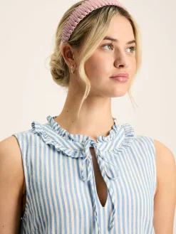 Joules Ophelia Blue & White Sleeveless Tiered Dress Blue&White