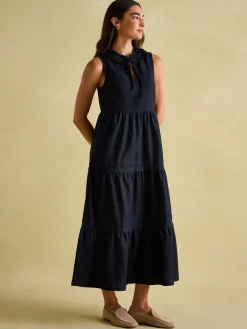 Discount Joules Ophelia Sleeveless Tiered Dress Navy