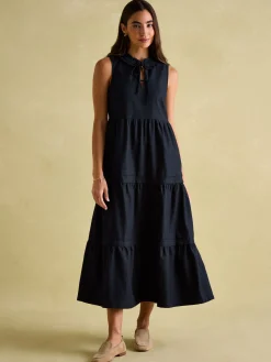Discount Joules Ophelia Sleeveless Tiered Dress Navy
