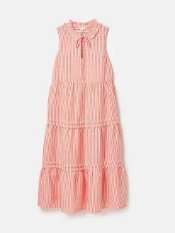 Joules Ophelia Red & White Sleeveless Tiered Dress Red&White