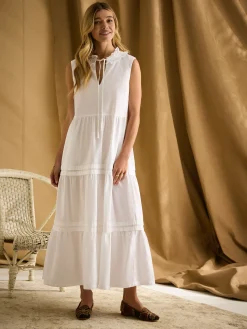 Sale Joules Ophelia Sleeveless Tiered Dress White