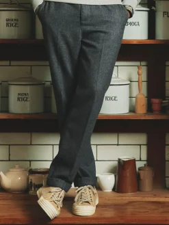 Sale Joules Oundle Herringbone Slim Fit Trousers Navy